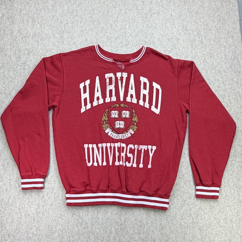 Harvard University Sweatshirt Mens L Red Collegiate Distressed Streetwear Preppy